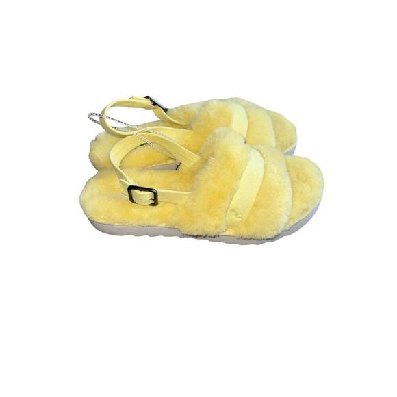 Koolaburra by UGG Adjustable Slide Sandals Fuzz'd Out Yellow Size 11 - Picture 5 of 5